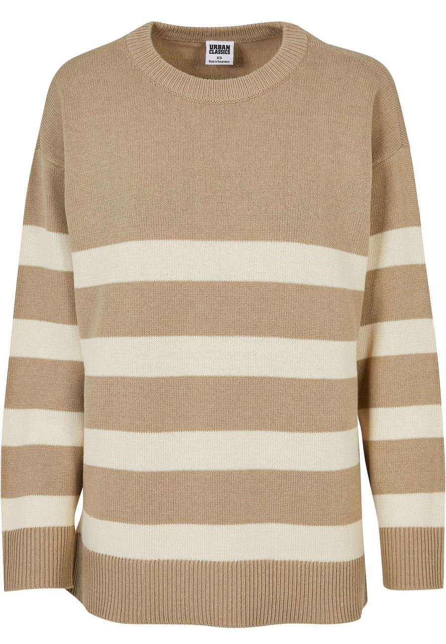 Urban Classics Ladies Striped Knit Crew Sweater | Knitwear