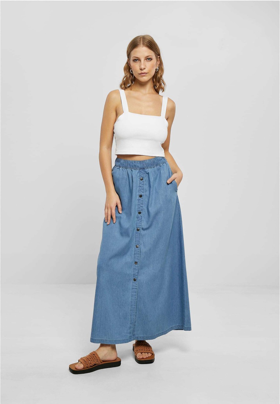 Urban Classics Ladies Long Wide Light Denim Skirt | Skirts