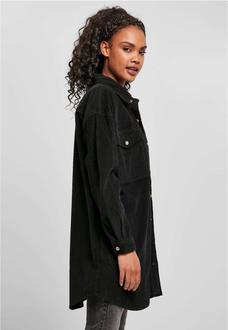 Urban Classics Ladies Long Corduroy Overshirt | Blouses