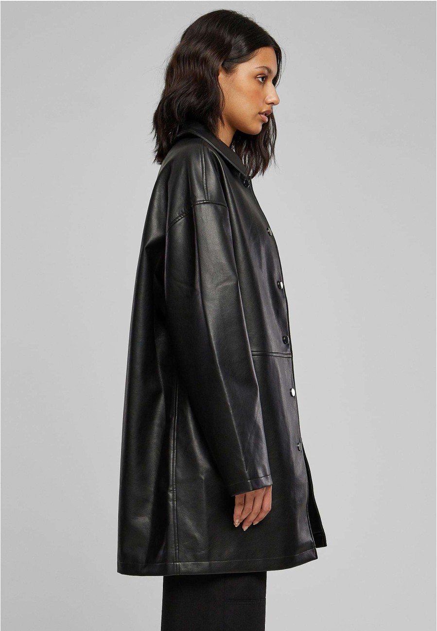 Urban Classics Ladies Faux Leather Coat | Jackets