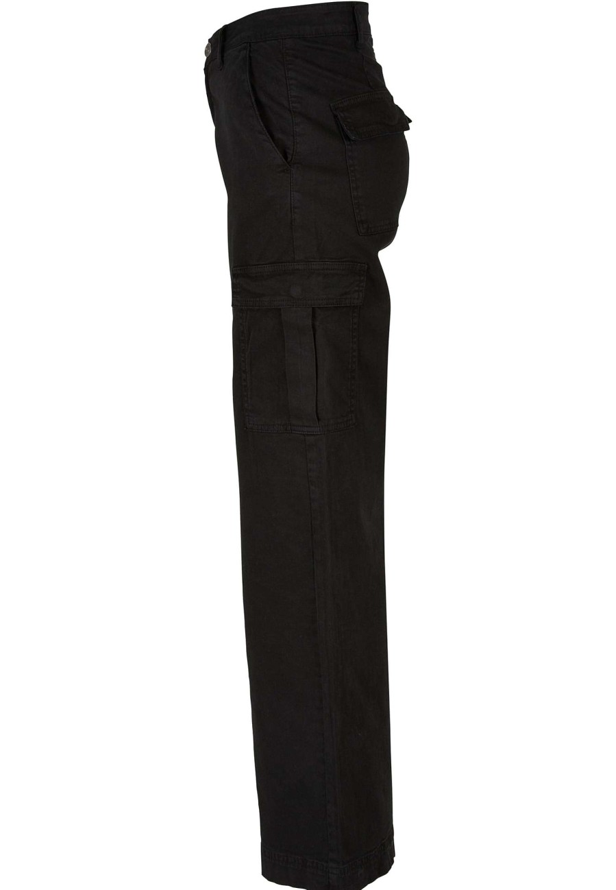 Urban Classics Ladies High Waist Wide Leg Twill Cargo Pants | Pants