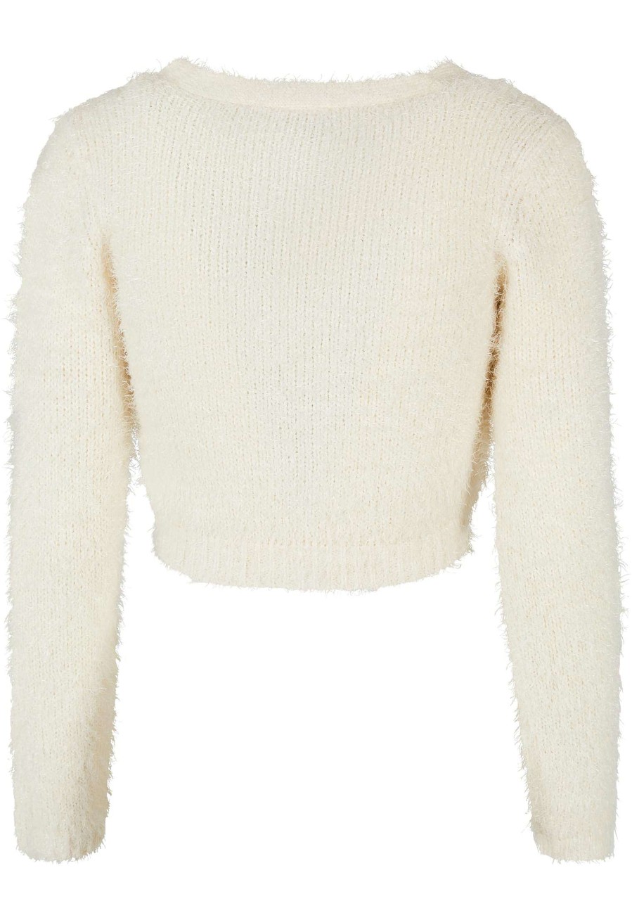 Urban Classics Ladies Cropped Feather Cardigan | Knitwear