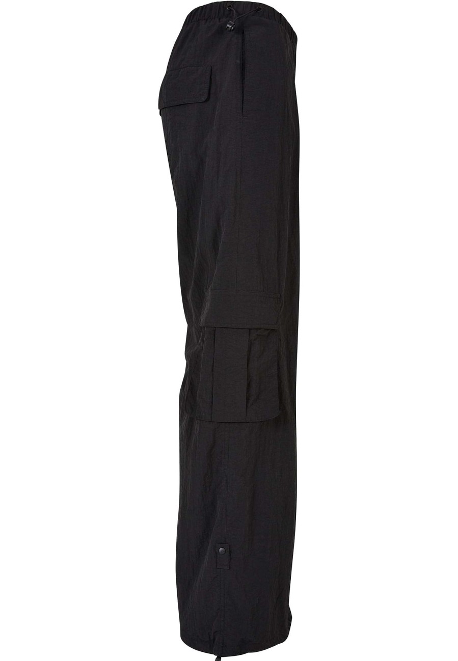 Urban Classics Ladies Wide Crinkle Nylon Cargo Pants | Pants