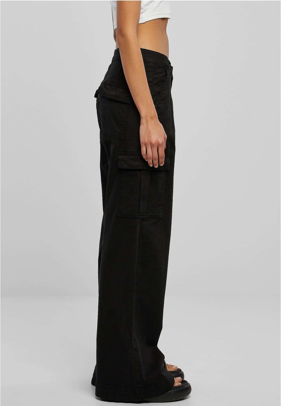 Urban Classics Ladies High Waist Wide Leg Twill Cargo Pants | Pants