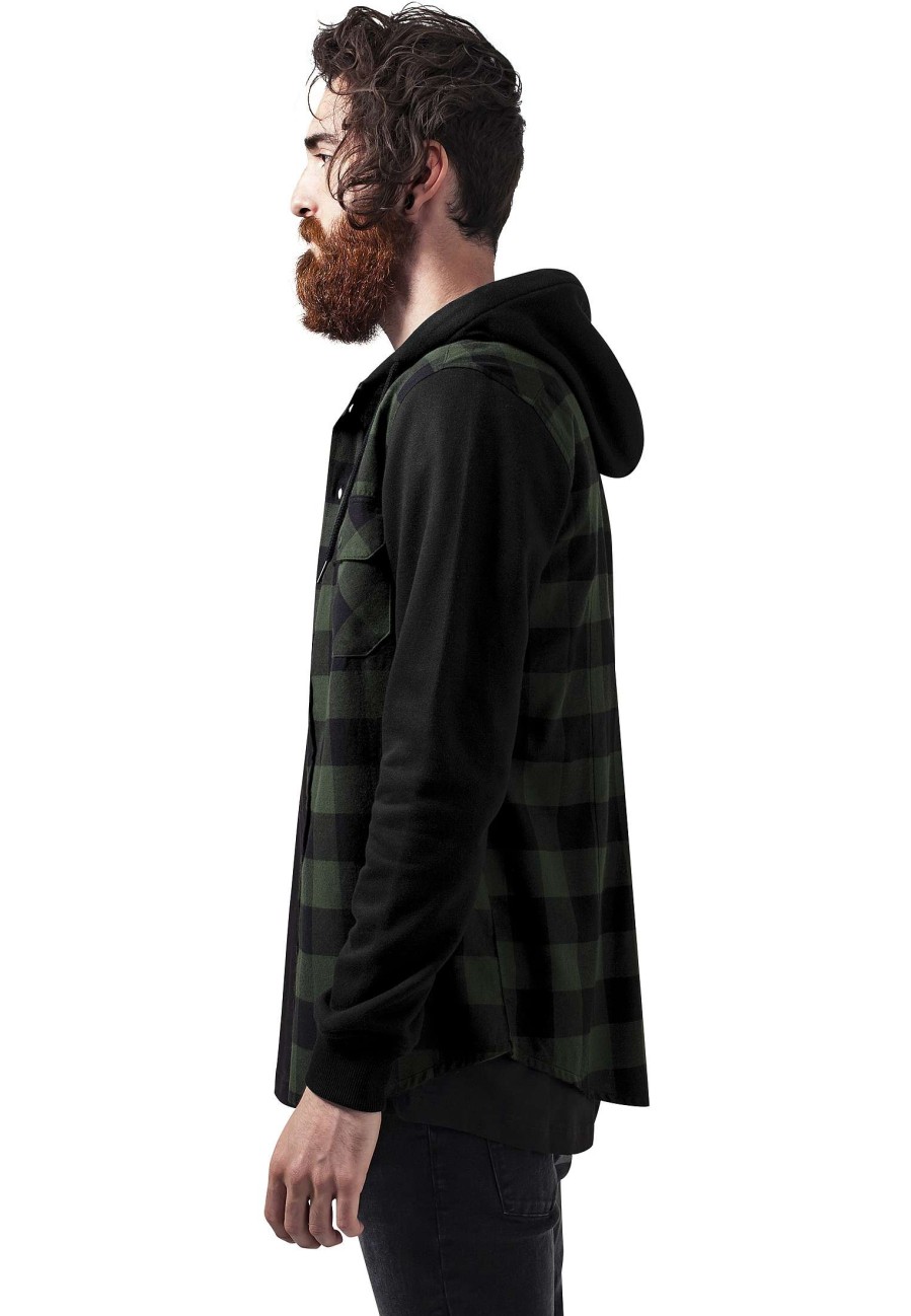 Urban Classics Hooded Checked Flanell Sweat Sleeve Shirt | Shirts