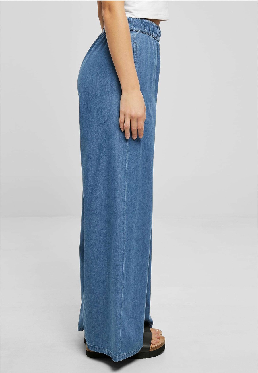 Urban Classics Ladies Light Denim Wide Leg Pants | Pants