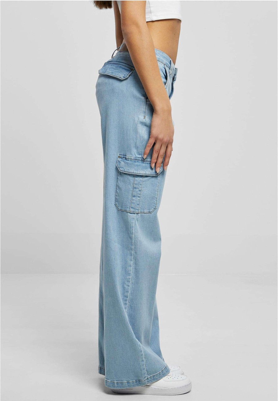 Urban Classics Ladies High Waist Straight Denim Cargo Pants | Pants