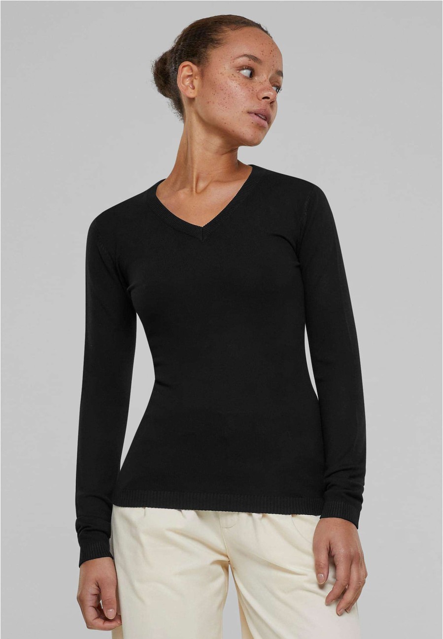 Urban Classics Ladies Knitted V-Neck Sweater | Knitwear