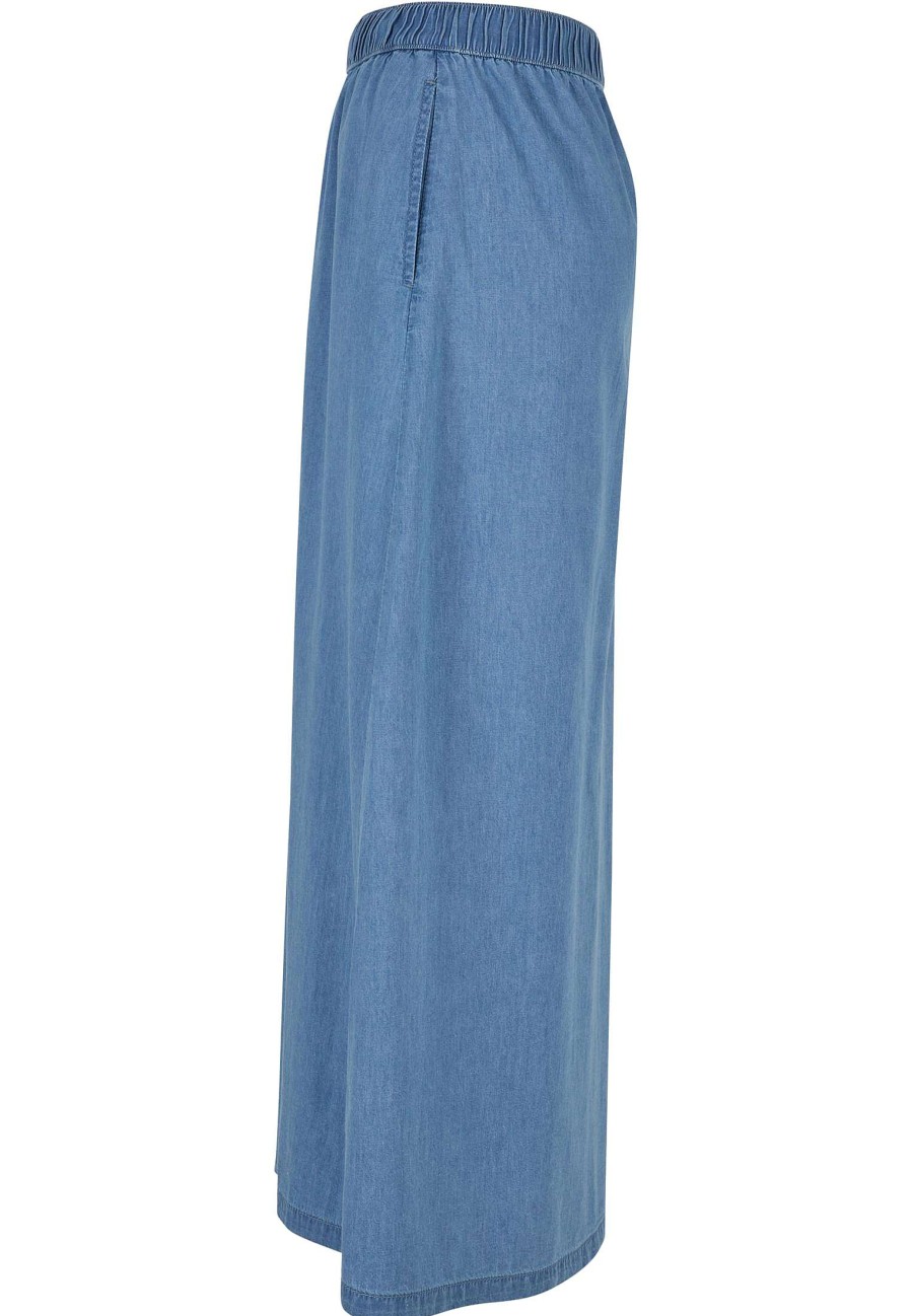 Urban Classics Ladies Long Wide Light Denim Skirt | Skirts