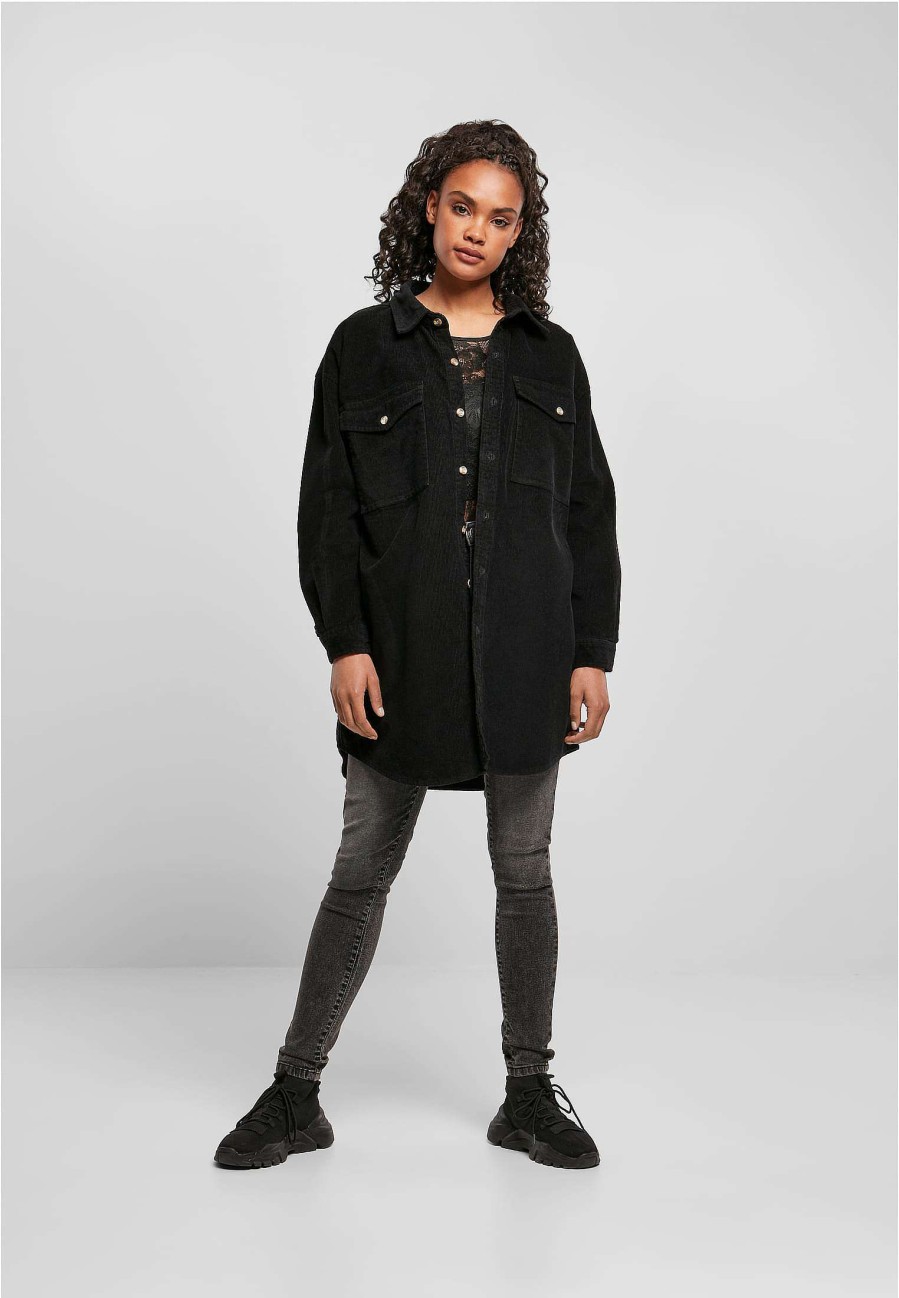 Urban Classics Ladies Long Corduroy Overshirt | Blouses