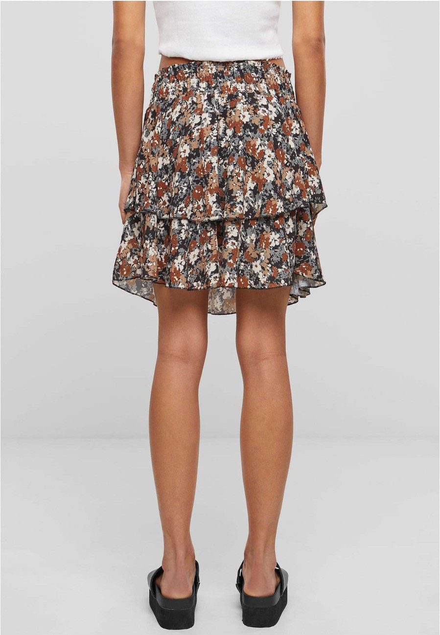 Cloud5ive Cloud5Ive Damen Rock Mini Stufenrock Blumen Print 2-Lagig | Skirts