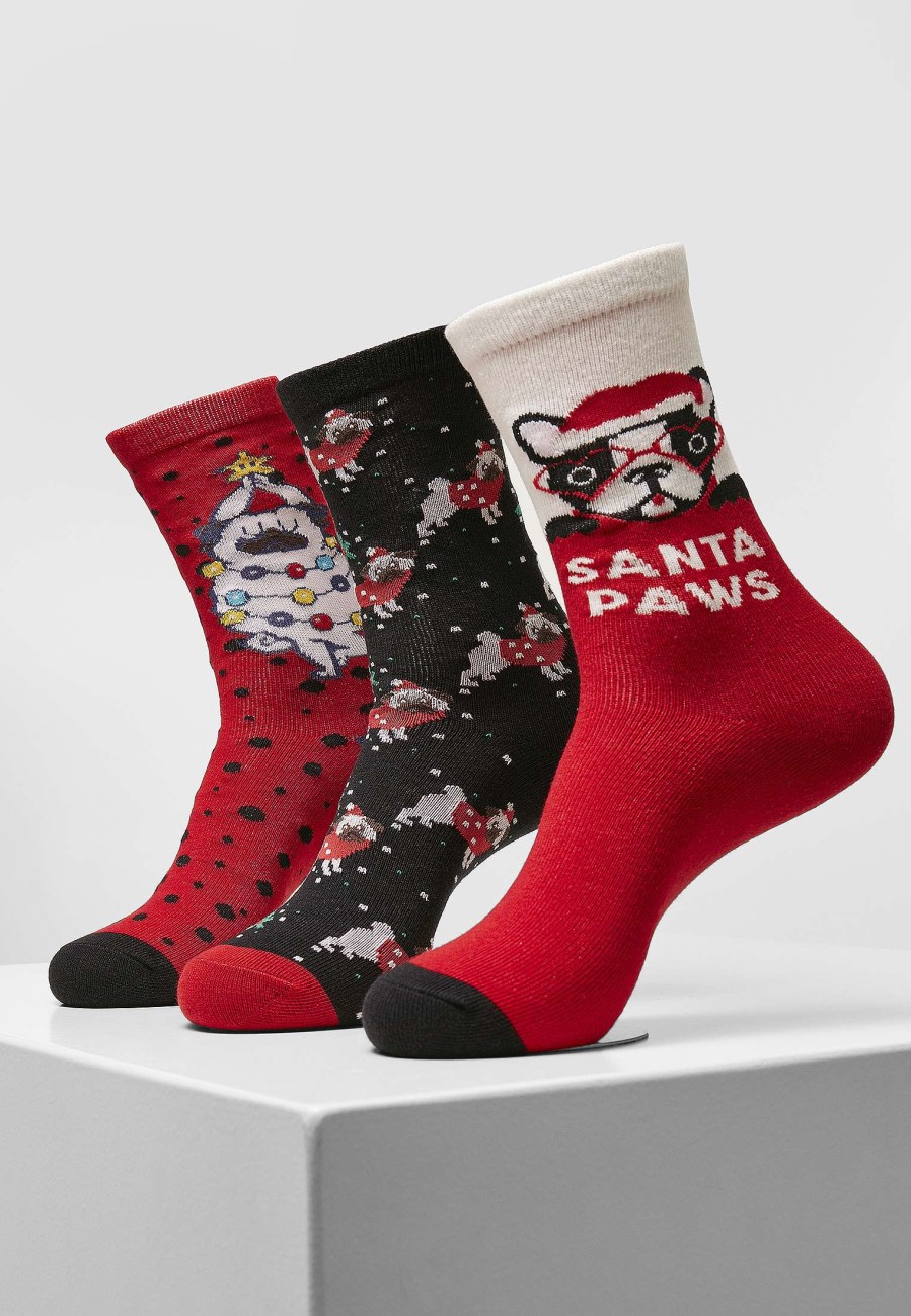 Urban Classics Pug Christmas Socks 3-Pack | Socks