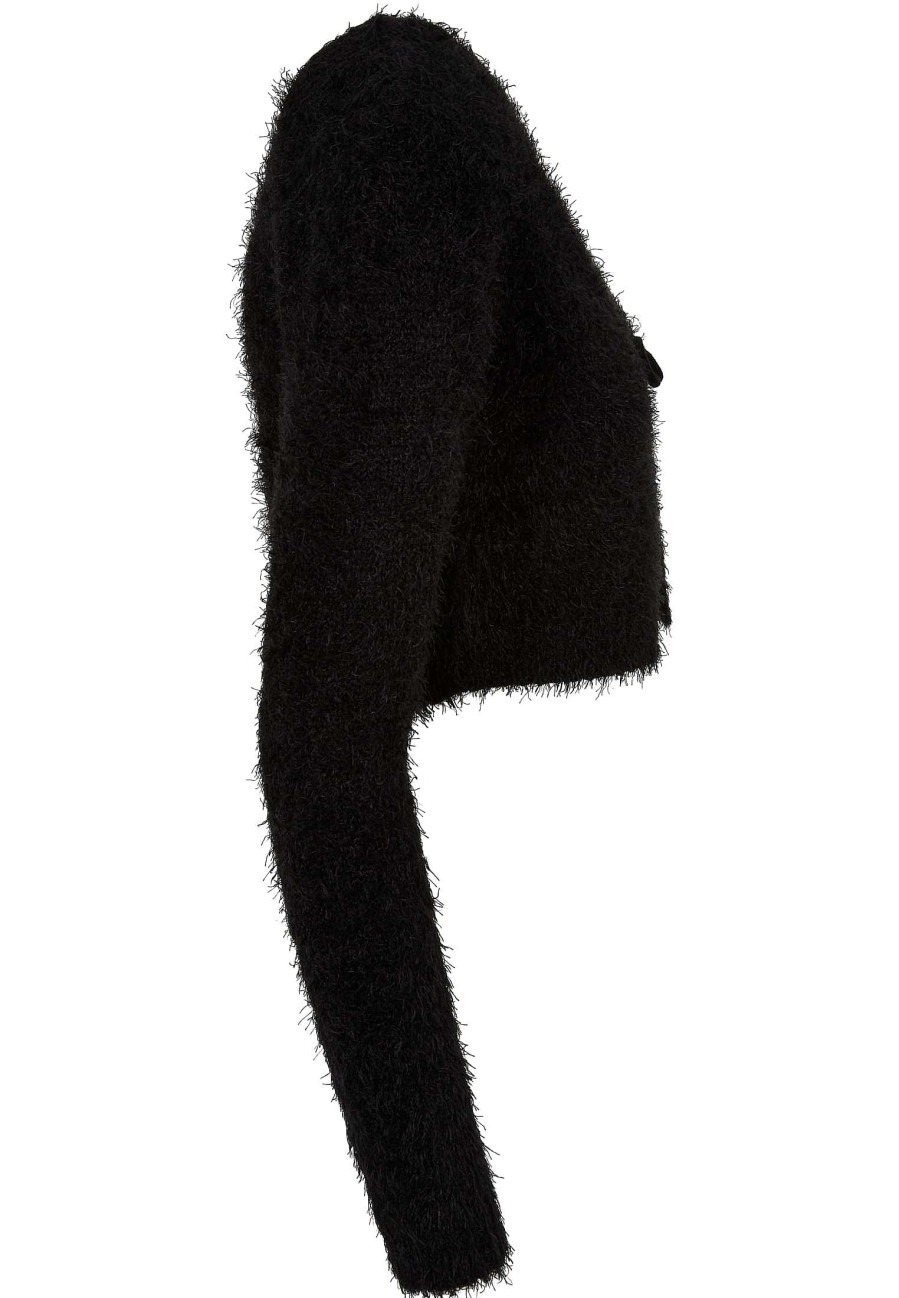 Urban Classics Ladies Tied Cropped Feather Cardigan | Knitwear