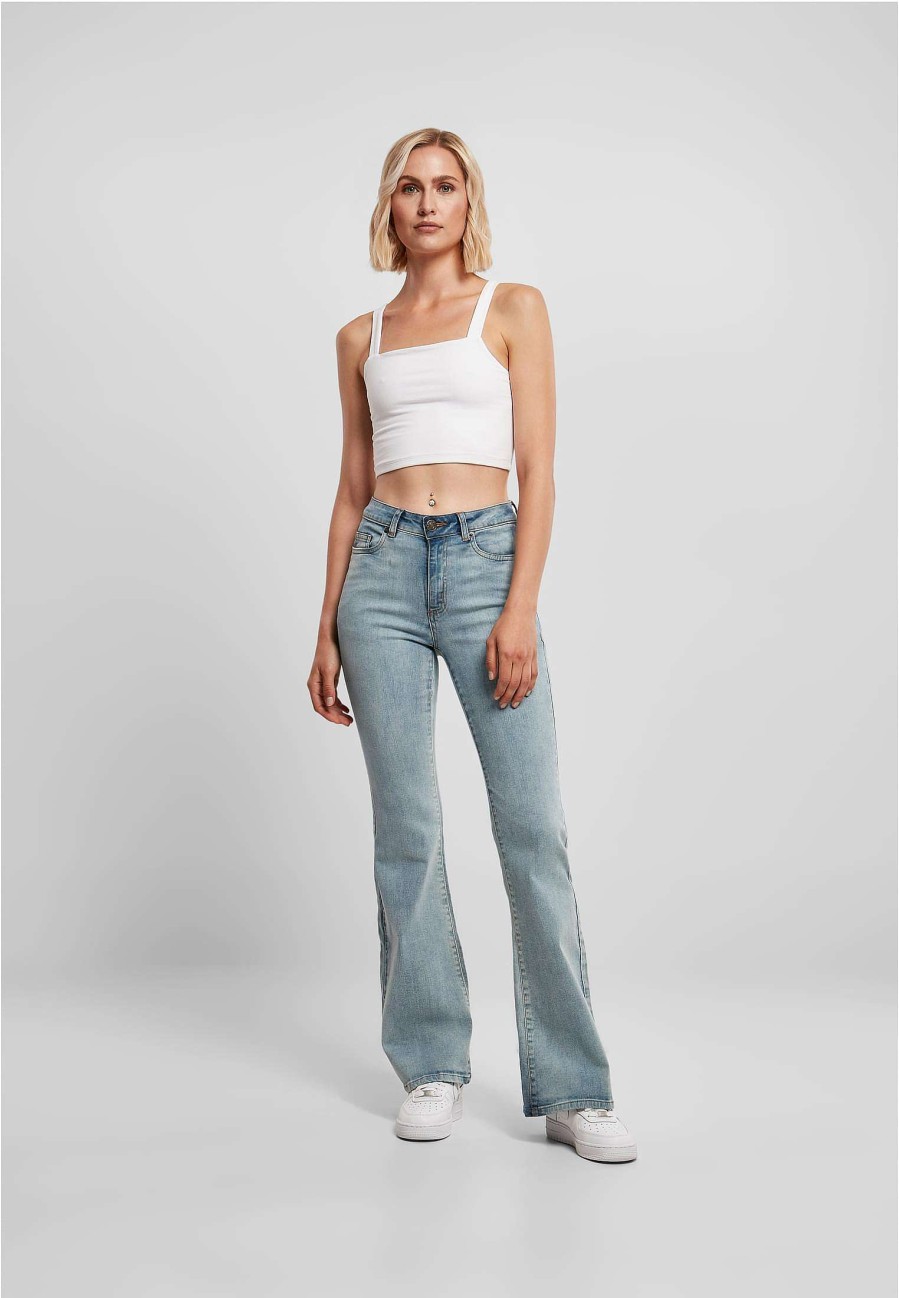 Urban Classics Ladies High Waist Flared Denim Pants | Jeans