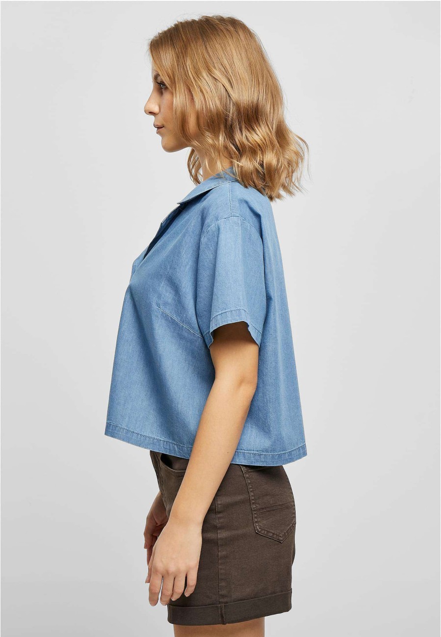 Urban Classics Ladies Light Denim Resort Shirt | Blouses